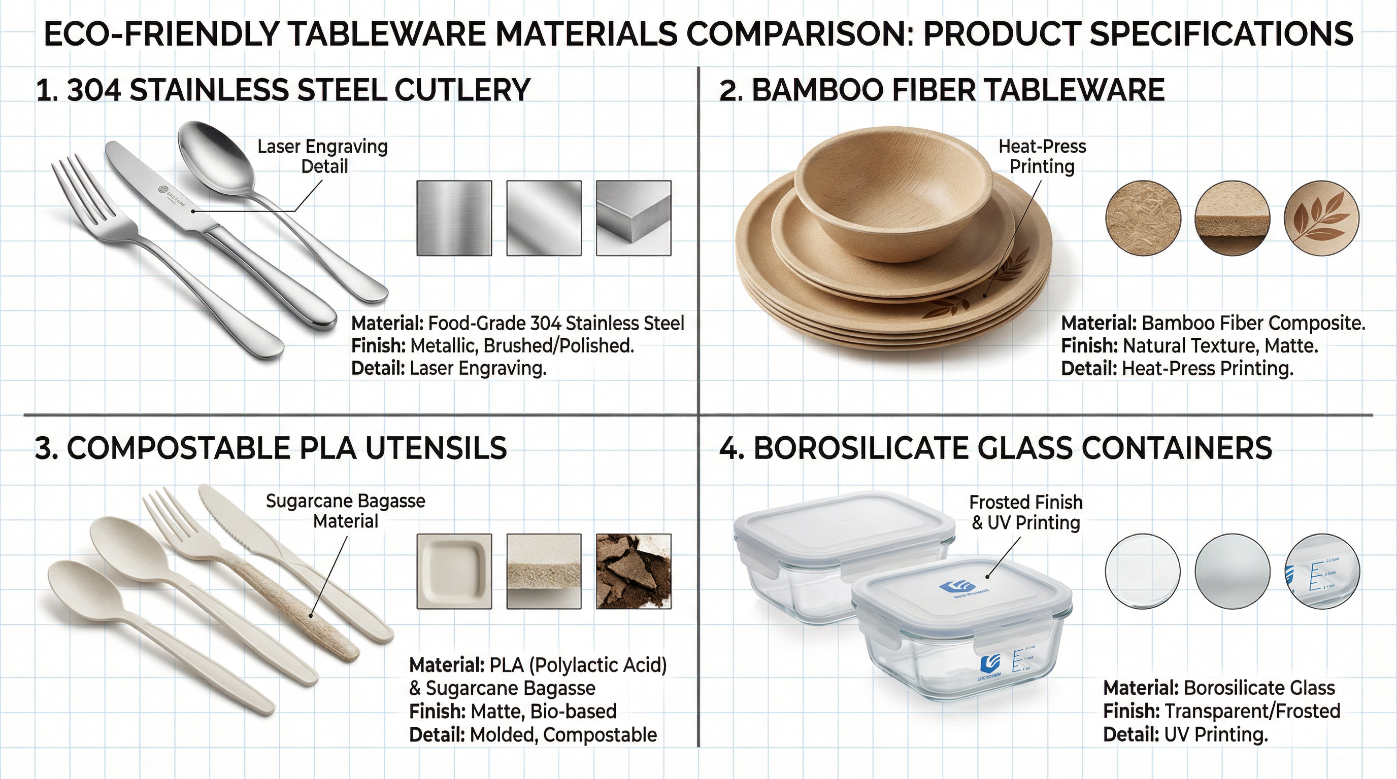 環保餐具規格對照表:材質、尺寸、認證標準與適用場景